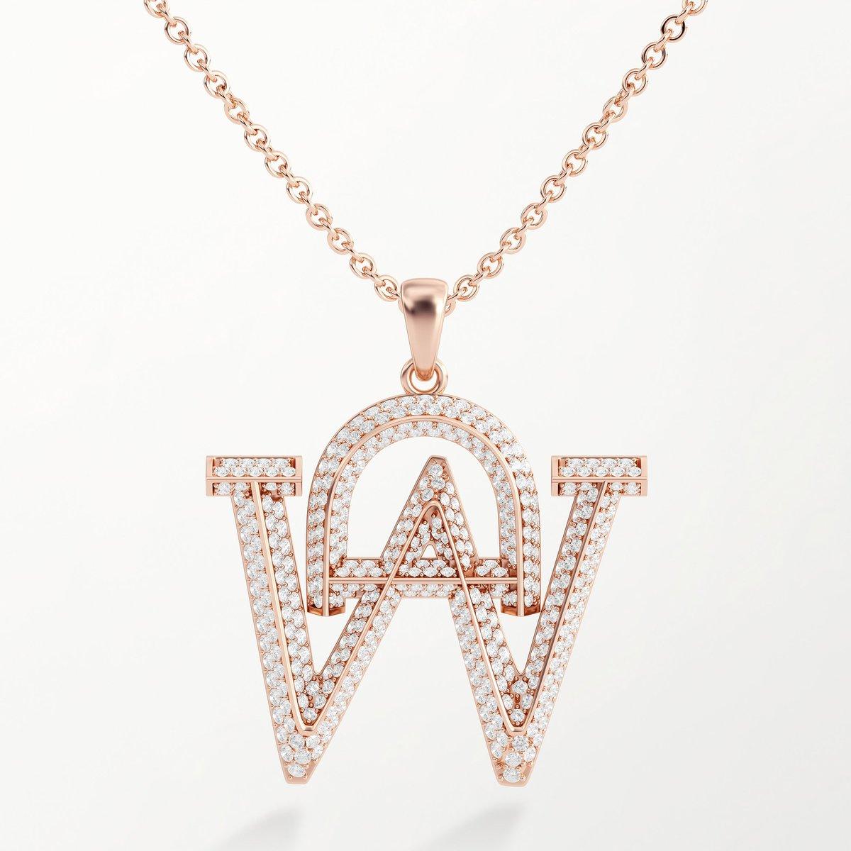 pave diamond initial necklace