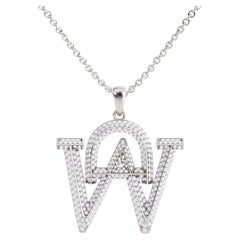 Colgante de oro amarillo, blanco o rosa de 18 quilates con inicial grande y cadena de diamantes pavé