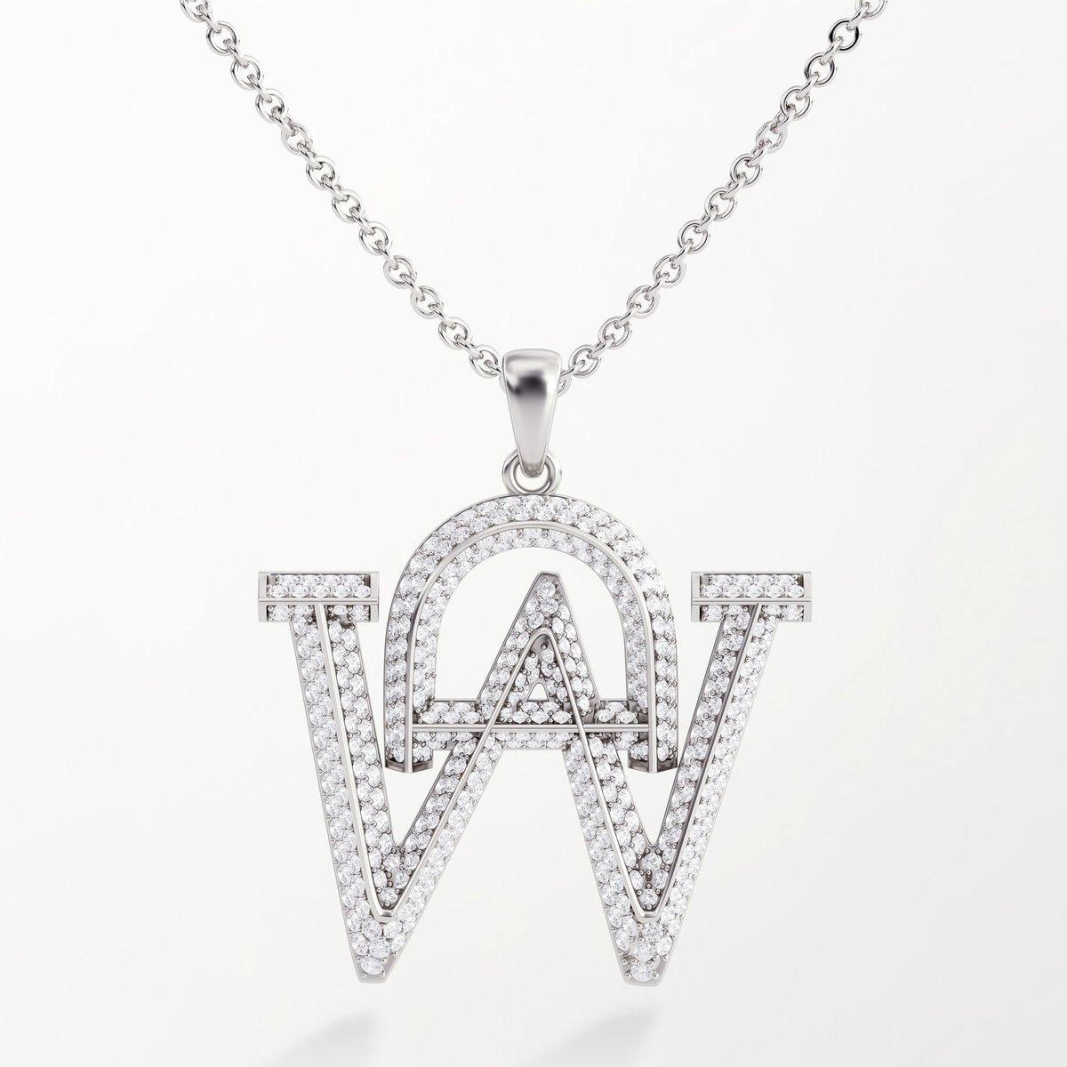 large diamond initial necklace