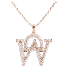 Colgante de oro amarillo, blanco o rosa de 18 quilates con inicial grande y cadena de diamantes pavé