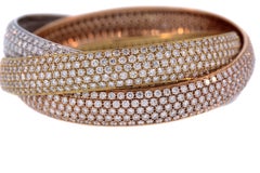 18K Gelb Weiß Rose Dreifarbiges Gold Diamanten Befestigte Dreifach-Armreifen Armband
