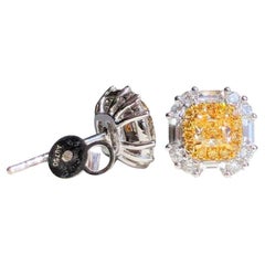 Orecchini a lobo con diamanti gialli e bianchi 18K