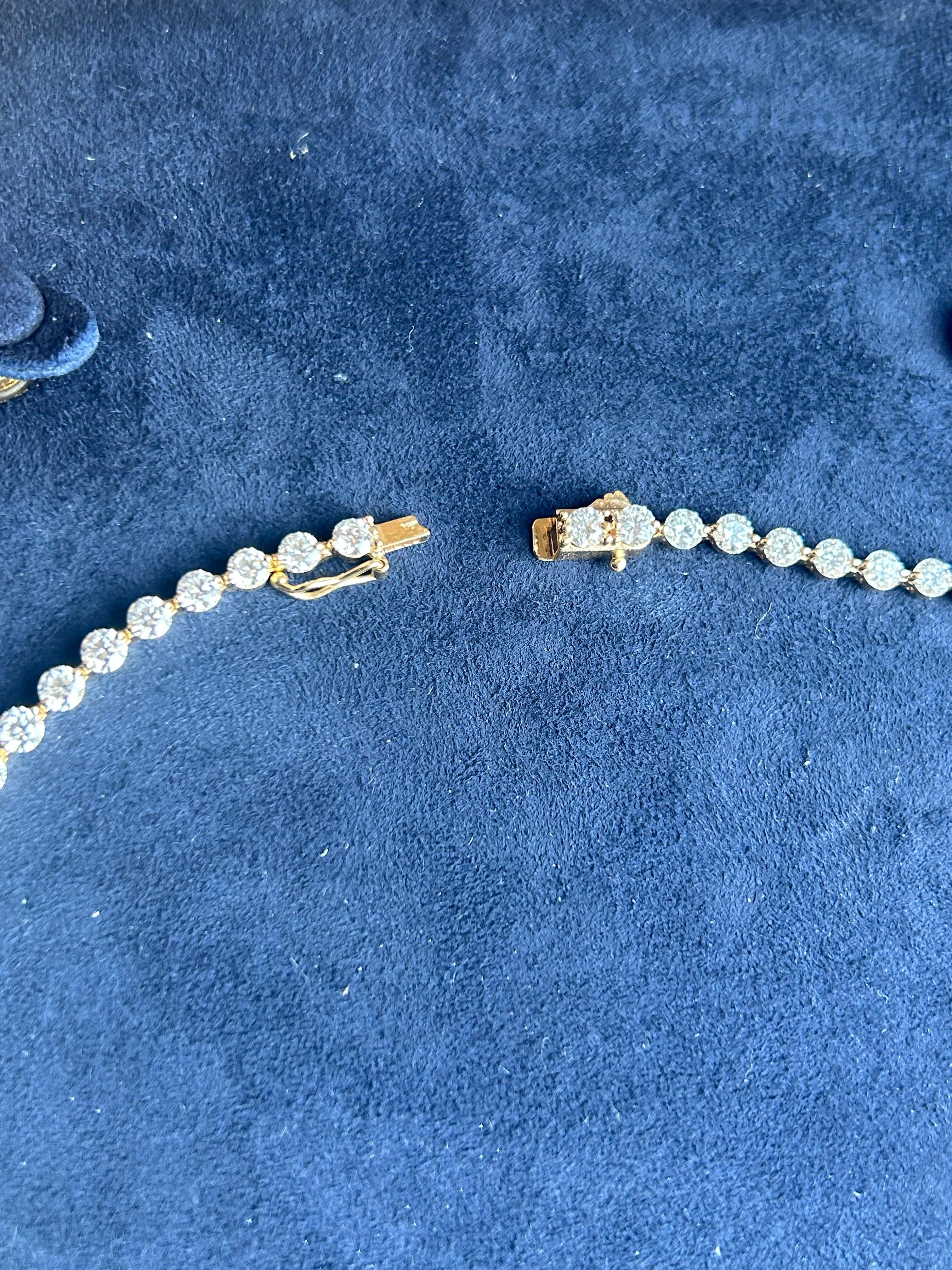 Modern Issac Nussbaum 18K YG 16.03 Carat Round Tennis Diamond Necklace. For Sale