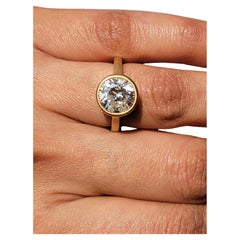 Anello d'oro a spazzola con castone da 3,39 carati di Issac Nussbaum 18K YG.