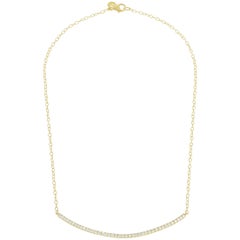 18K YG .68 Carat Diamond Carelle Moderne Delicate Everyday Casual Bar Necklace