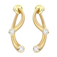 18K YG and .75 Carat Diamond Carelle Front Back Convertible Whirl Drop Earrings