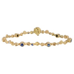 18K YG Bracelet with Blue Sapphires & Brilliant Cut Diamonds by Audrius Krulis