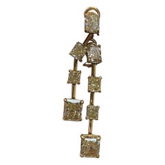 18K YG Drop Earrings with GIA Certified Fancy Yellow Diamonds DTW, 12.84 Carat