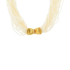 18K YG Mikimoto Pearl Multi Strand Necklace