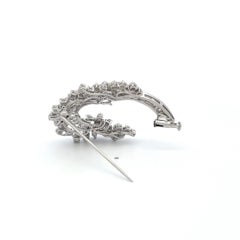 18K YG Pin Brooch with 3.76 Carat Round & Tapered Baguette Shape Diamonds
