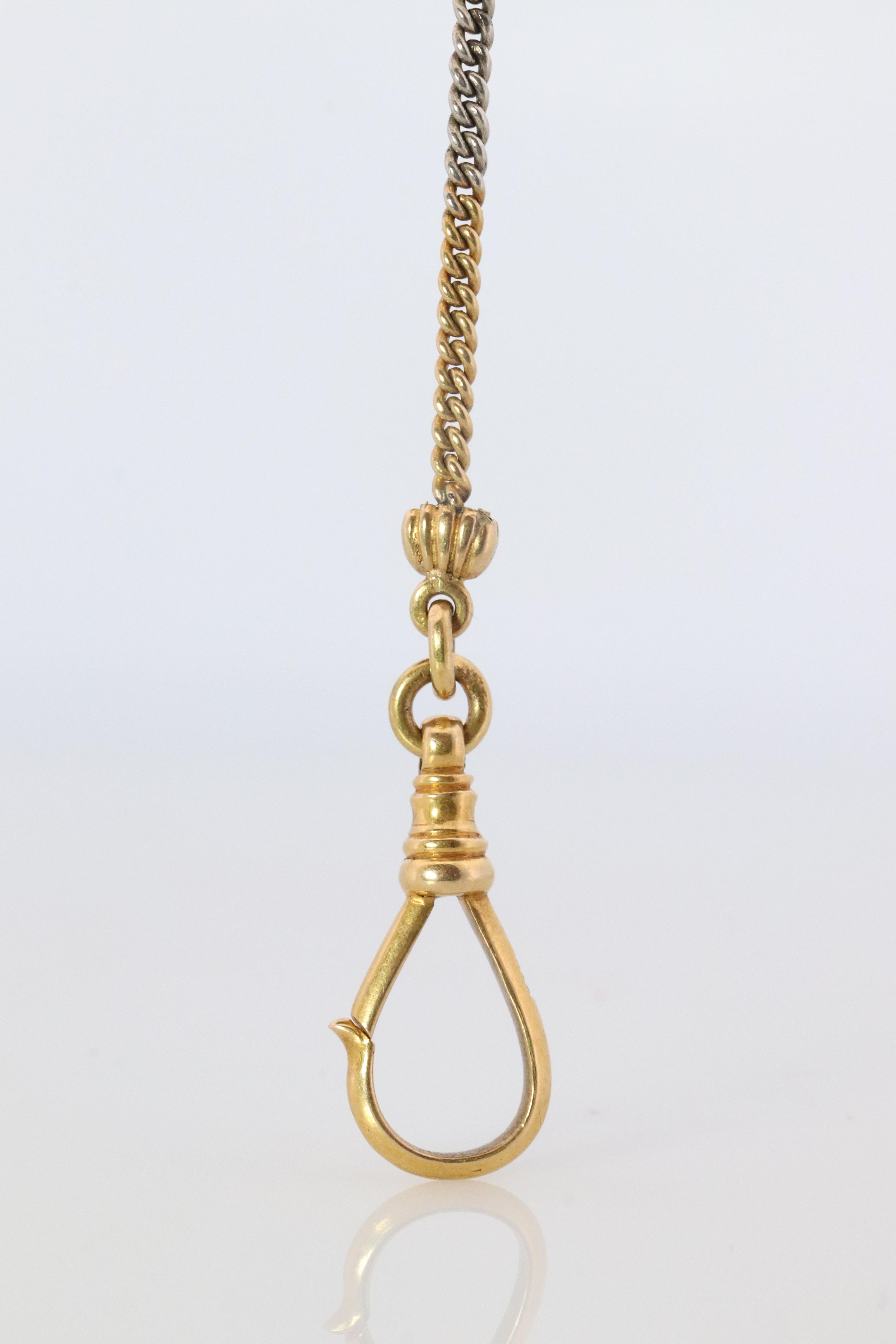 18k YG Taschenuhr Kette. Antike Taschenuhr Kandare Kette. im Angebot 1