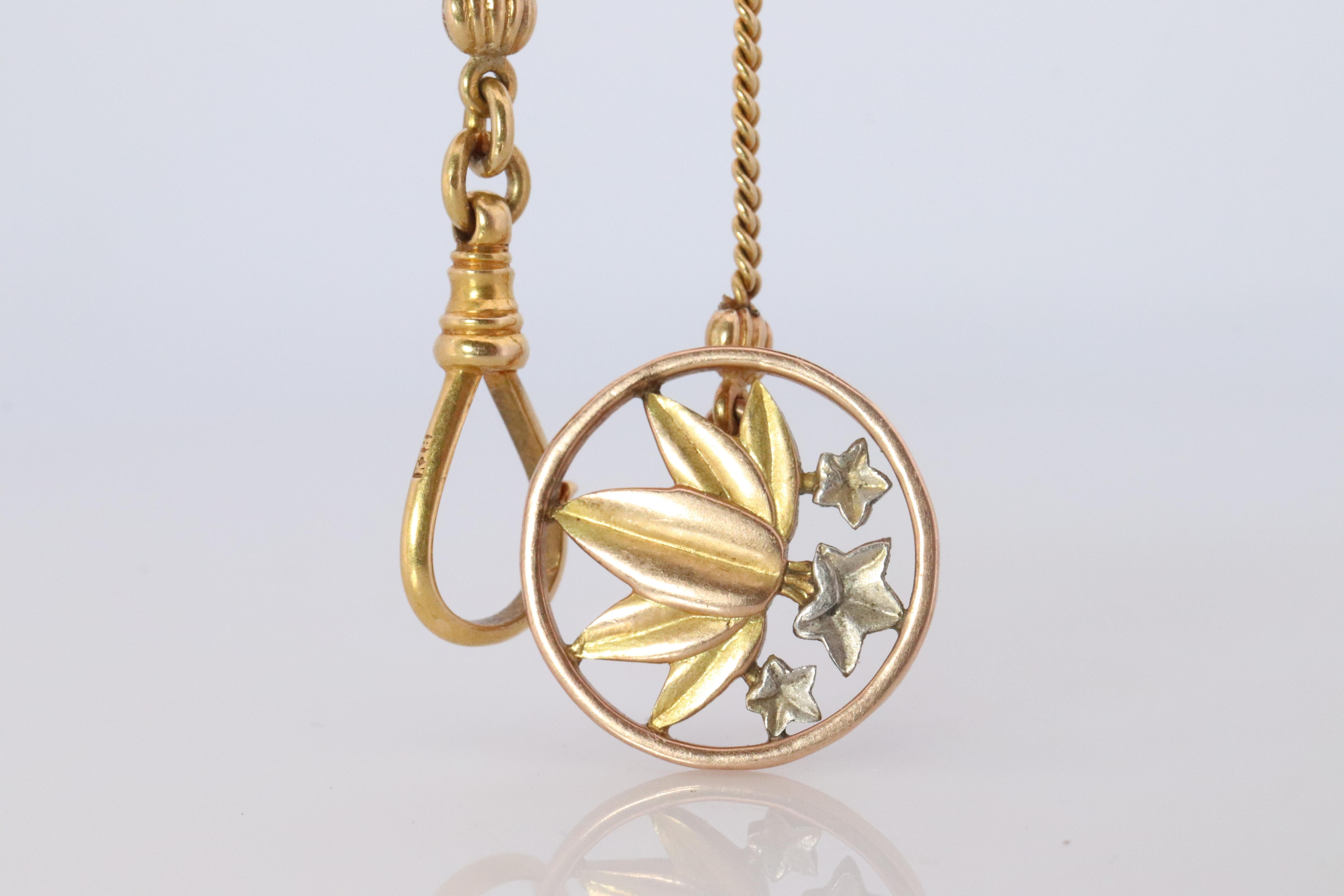 18k YG Taschenuhr Kette. Antike Taschenuhr Kandare Kette. im Angebot 2