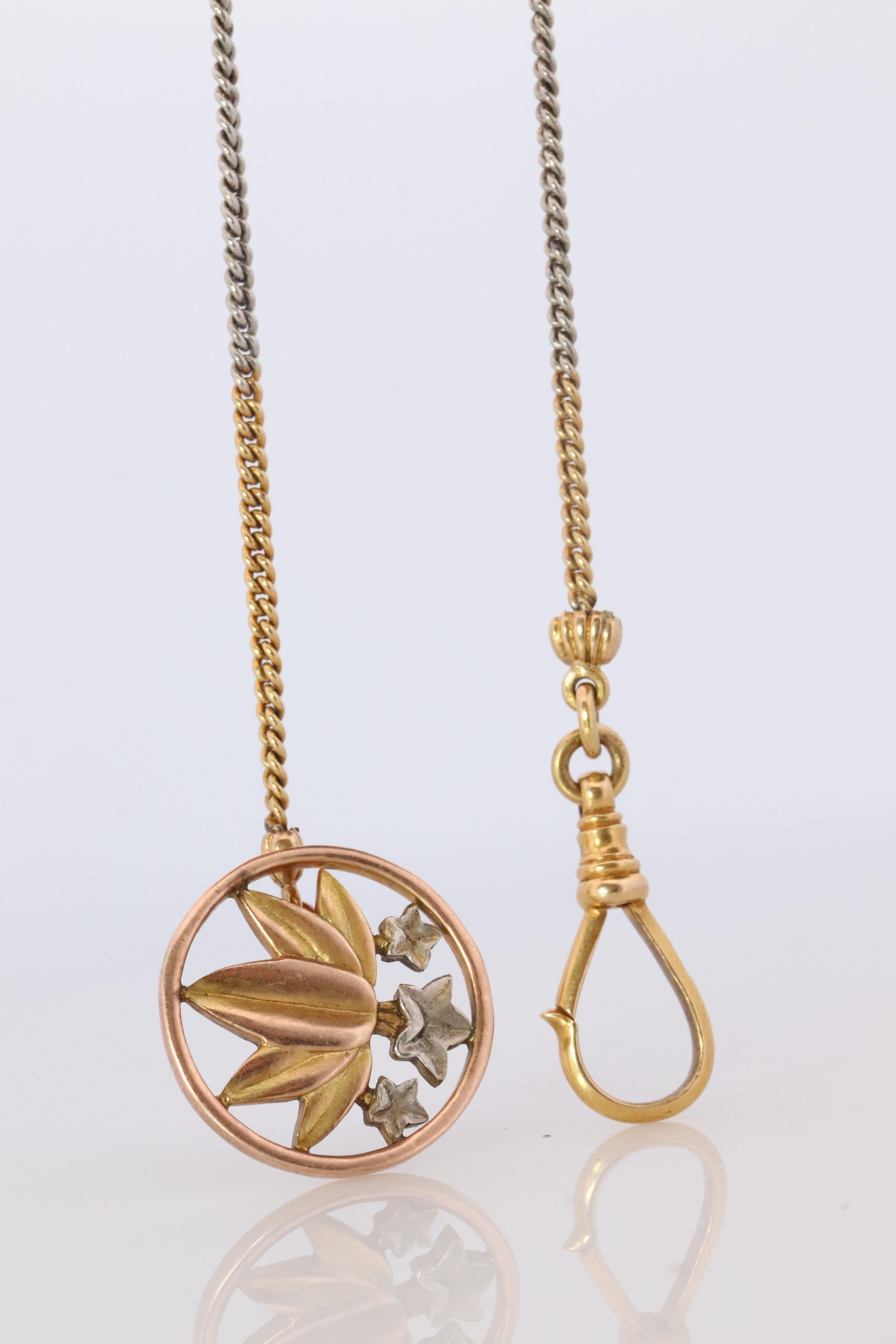 18k YG Taschenuhr Kette. Antike Taschenuhr Kandare Kette. im Angebot 4