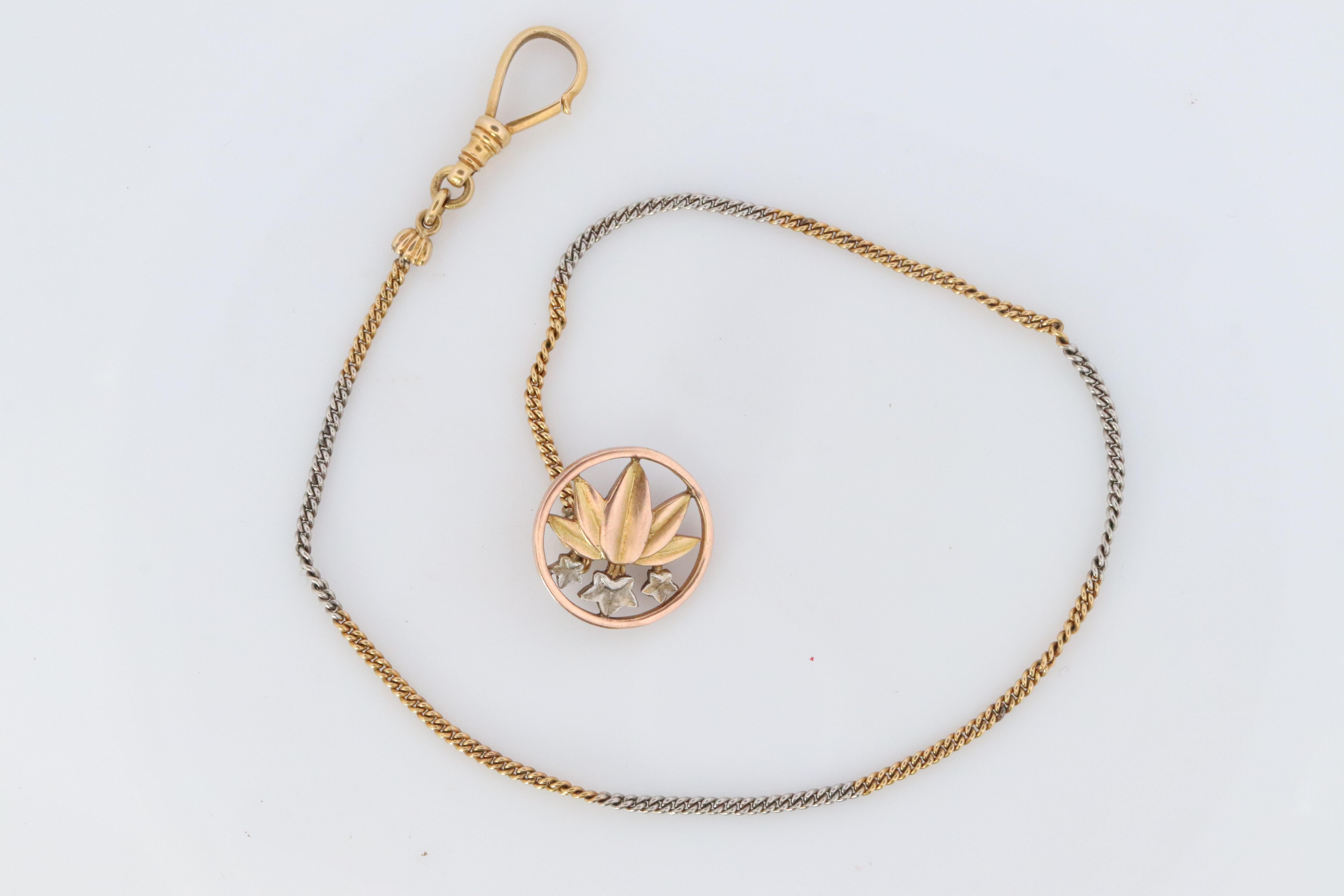 18k YG Taschenuhr Kette. Antike Taschenuhr Kandare Kette. im Angebot 5