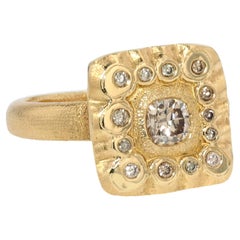 18K YG Ring with Round Brown Diamond and Brown Diamond Accents by Audrius Krulis