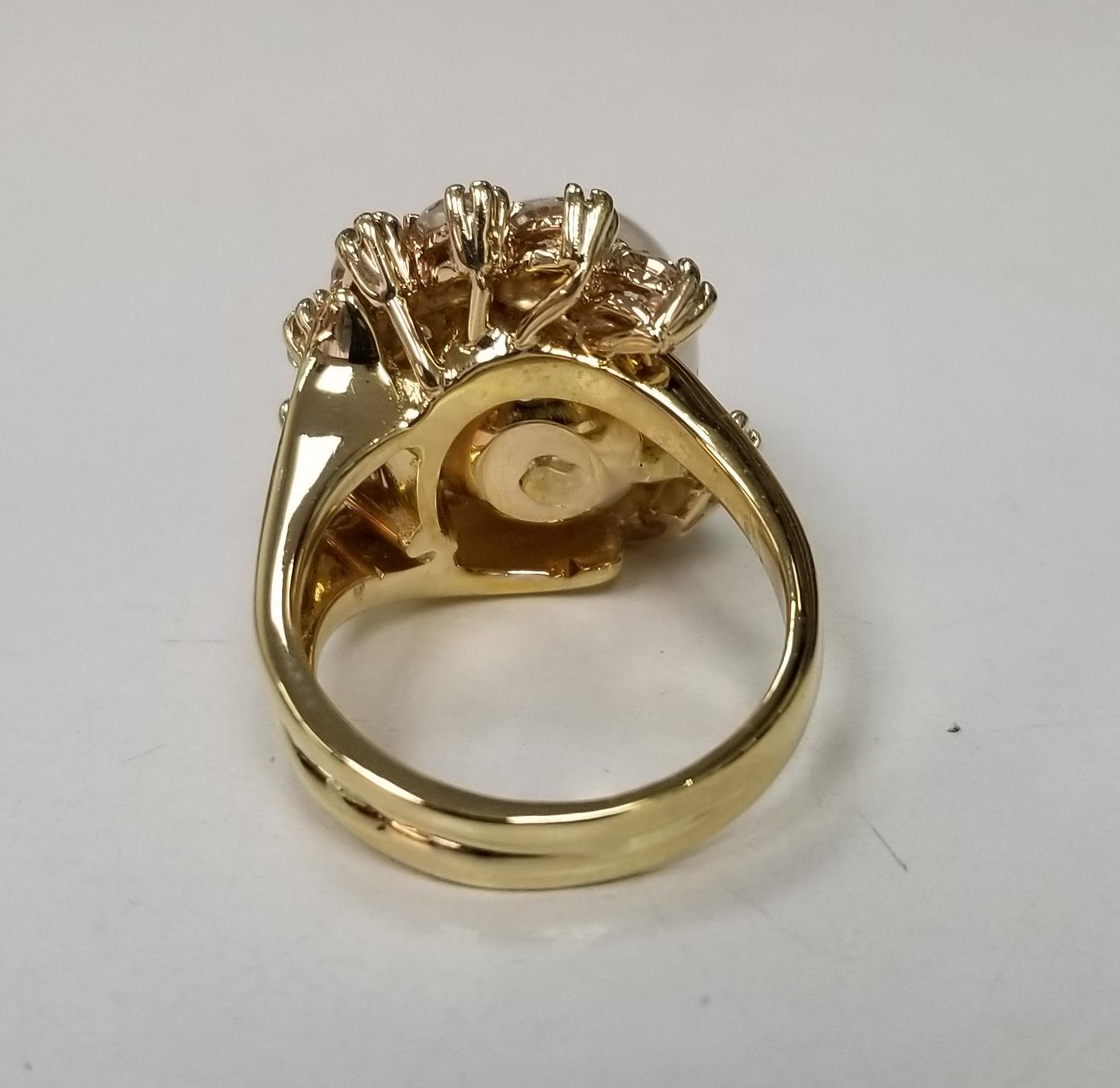 Marquise Cut 18k Yg South Sea Pearl with Marquise Diamonds, Ring by George Hoffman For Sale