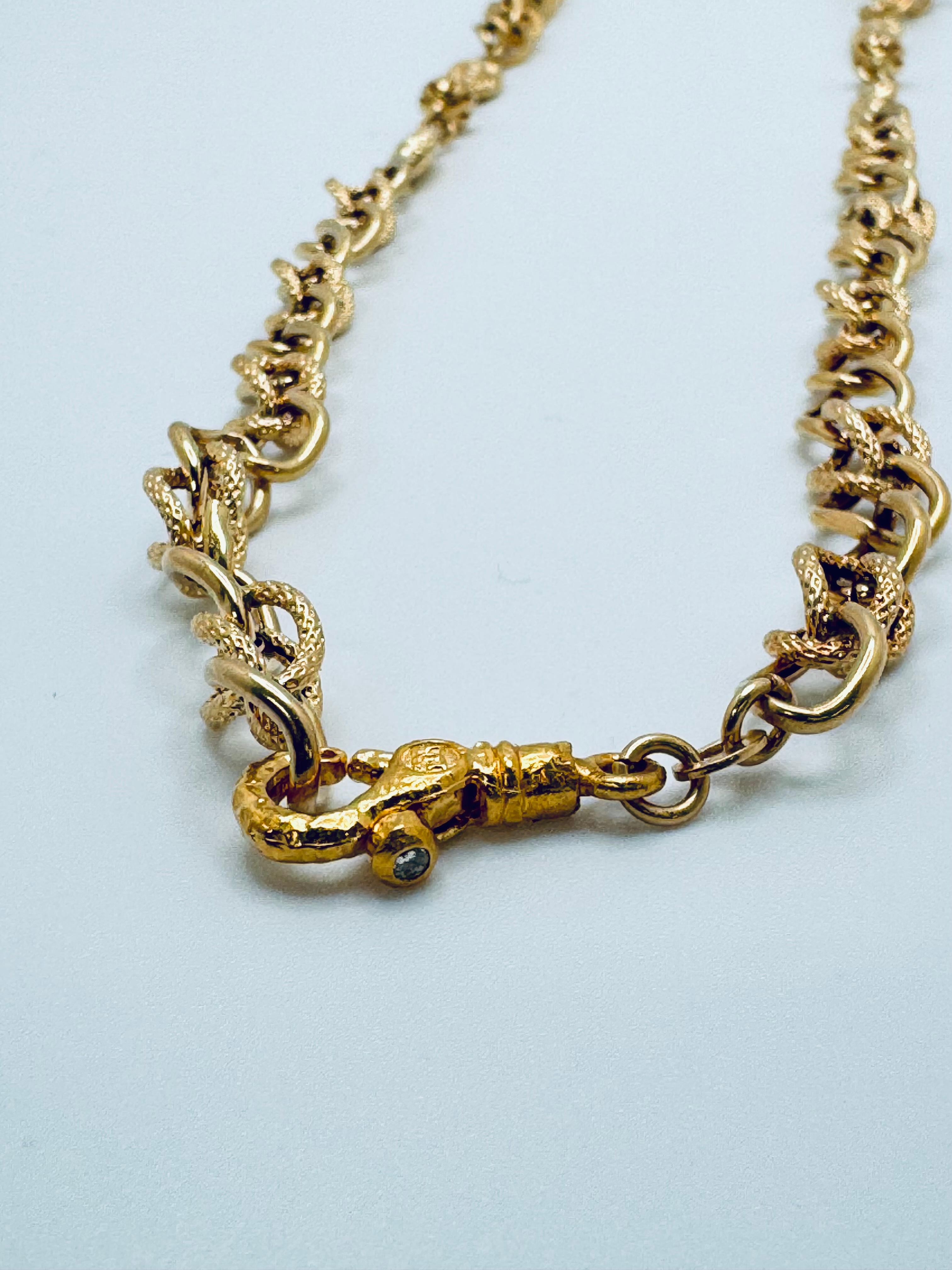 18K YG Spezial Design Link Halskette (Art déco) im Angebot