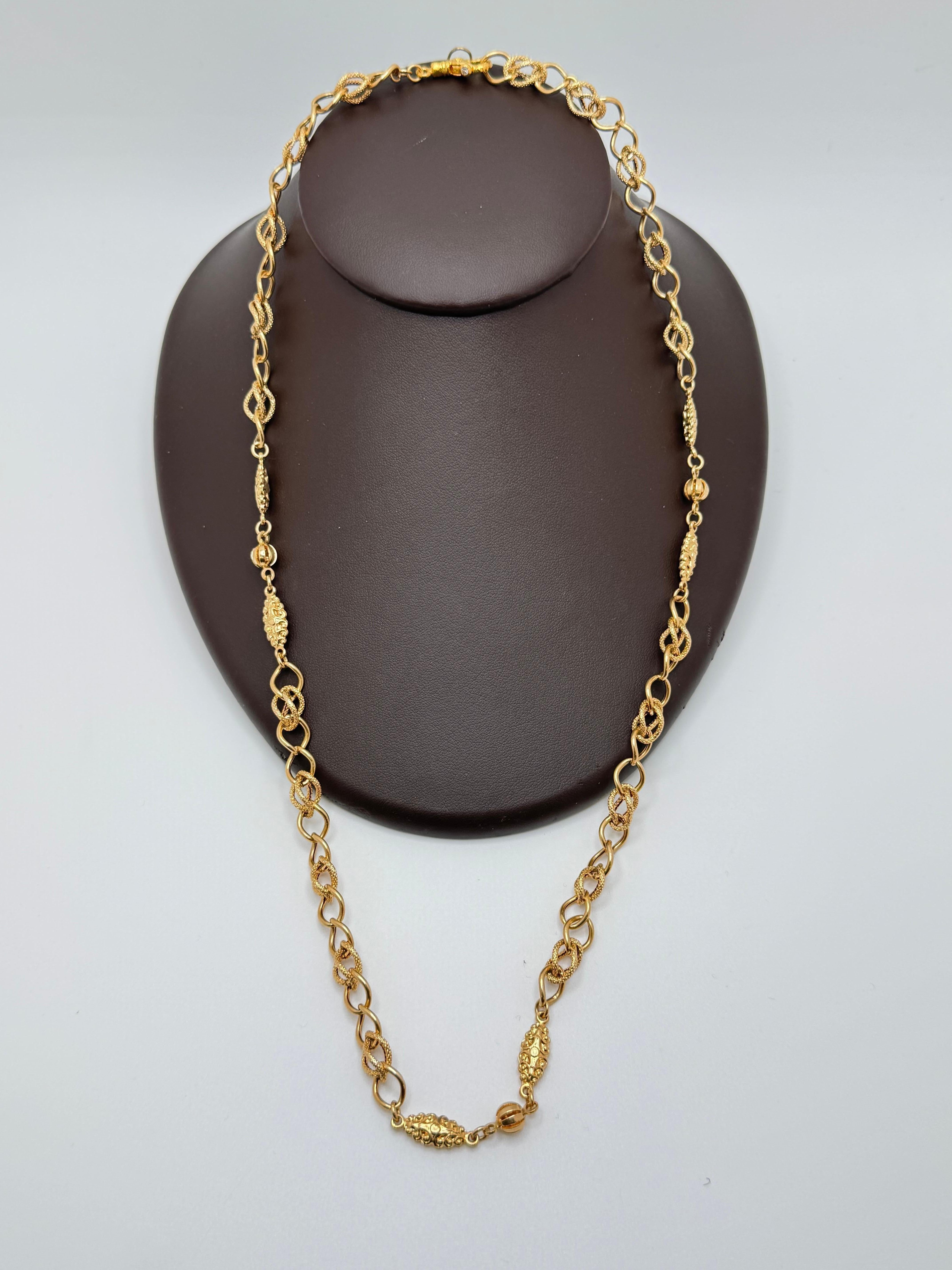 18K YG Spezial Design Link Halskette im Angebot 3