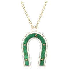 18K YG Turquoise Enamel Diamond Manifest Necklace