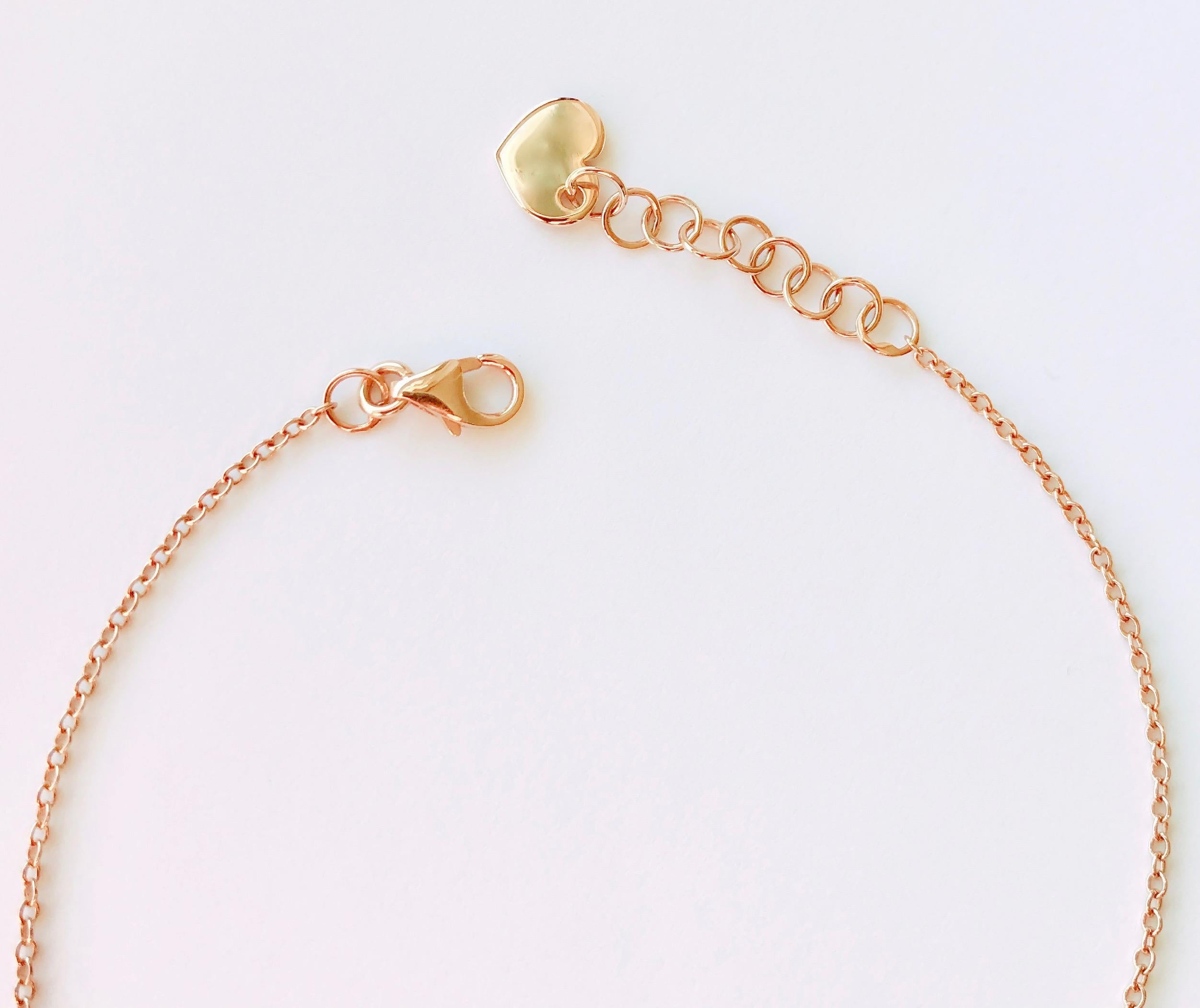 Round Cut 18 Karat Gold Charm Chain Diamond Heart Bracelet Bangle For Sale