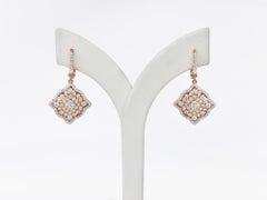 18 Karat Gold Dangle Earring Rose Gold Halo Fashion Diamond Earring