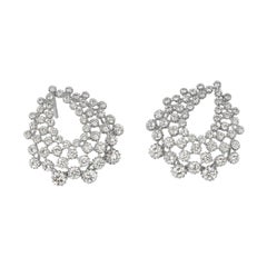 Boucles d'oreilles à la mode en or blanc 18 carats avec diamants pavés
