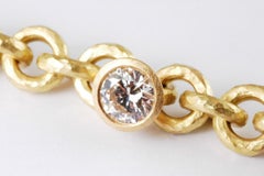 Bracciale A Link in oro 18 carati con charm di diamanti taglio brillante da 0,72 carati