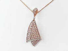 Collier pendentif en or 18 carats Collier pendentif mode en or rose avec pavé de diamants