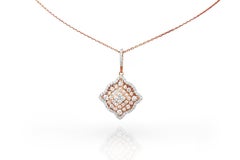 18Karat Gold Pendant Necklace Two Tone White Gold Rose Gold Diamond Pave Fashion