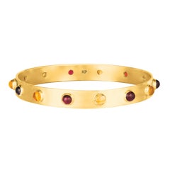 18Karat Gold Plated Ama Gemstone Bangle Bracelet 