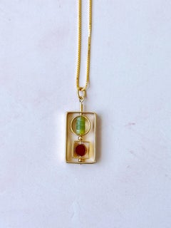 Halskette aus versilbertem Silber mit 18-Karat-Goldbeschichtung und Nephrit-Jade-Edelstein