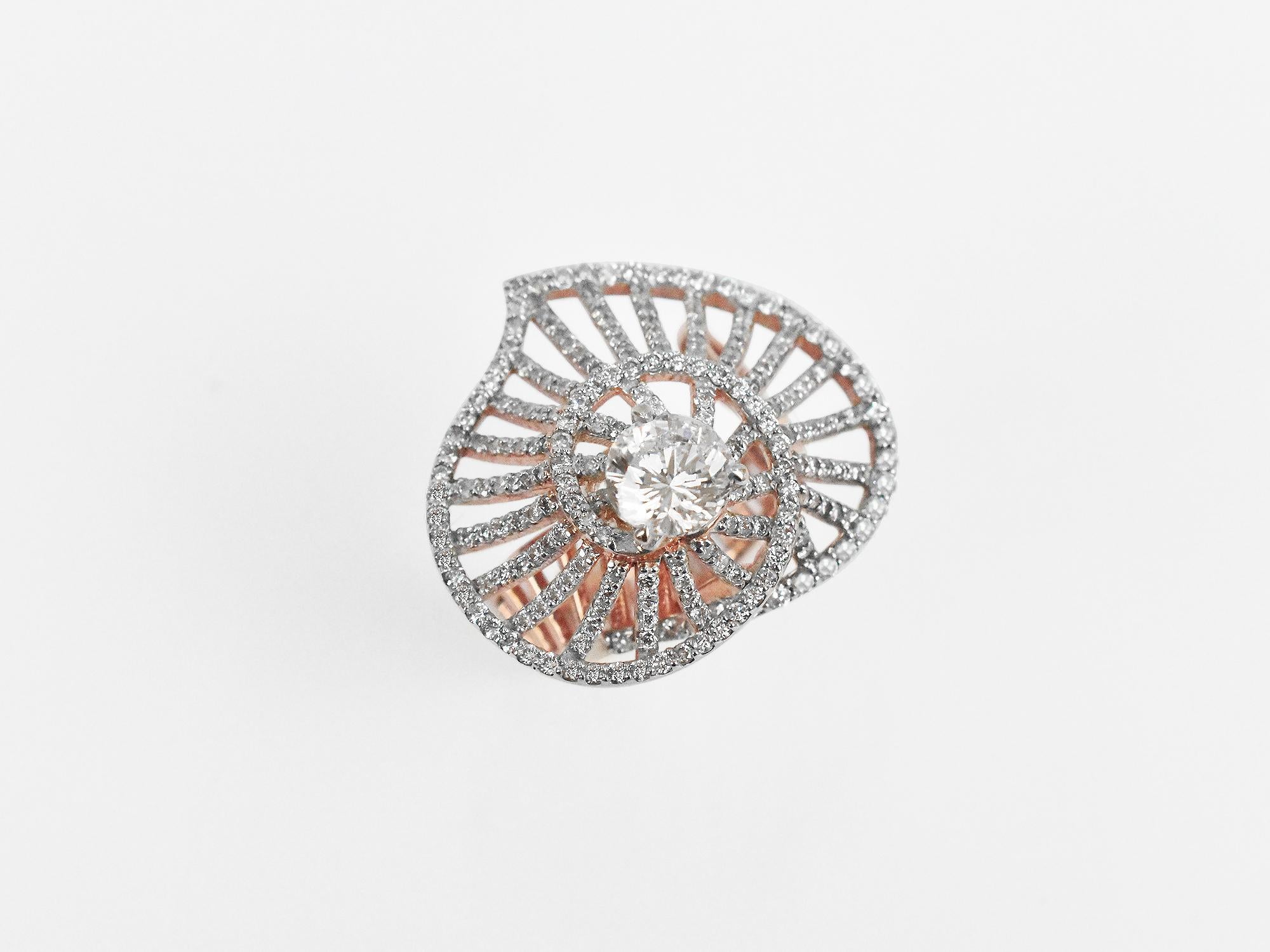 Round Cut 18 karat Gold 2.34 Carat Diamond Pave Heart Shape Ring For Sale