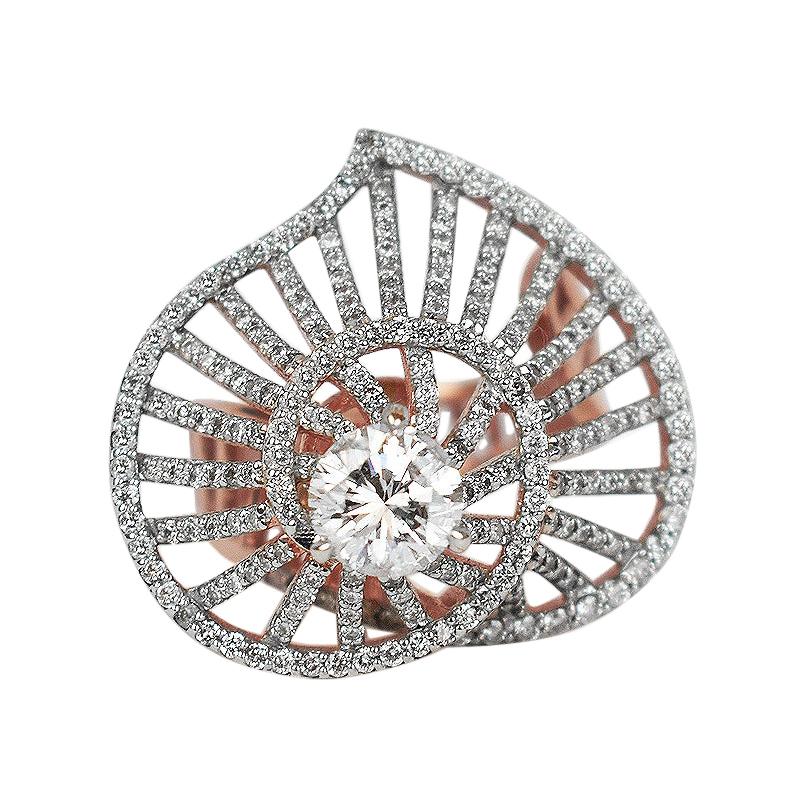18 karat Gold 2.34 Carat Diamond Pave Heart Shape Ring For Sale