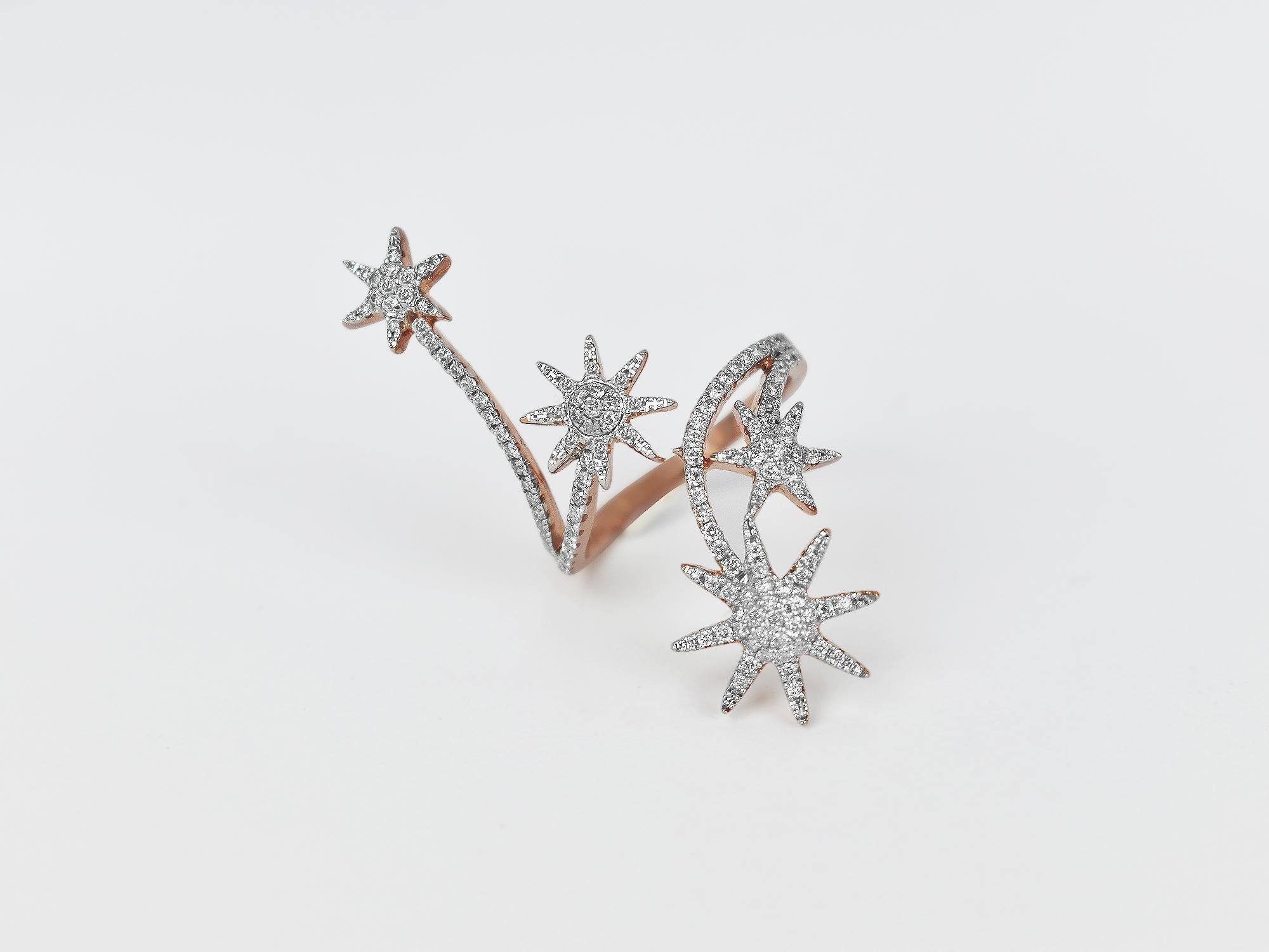 Art Nouveau Oshi Jewels 0.65 Carat Diamond Starburst ring 