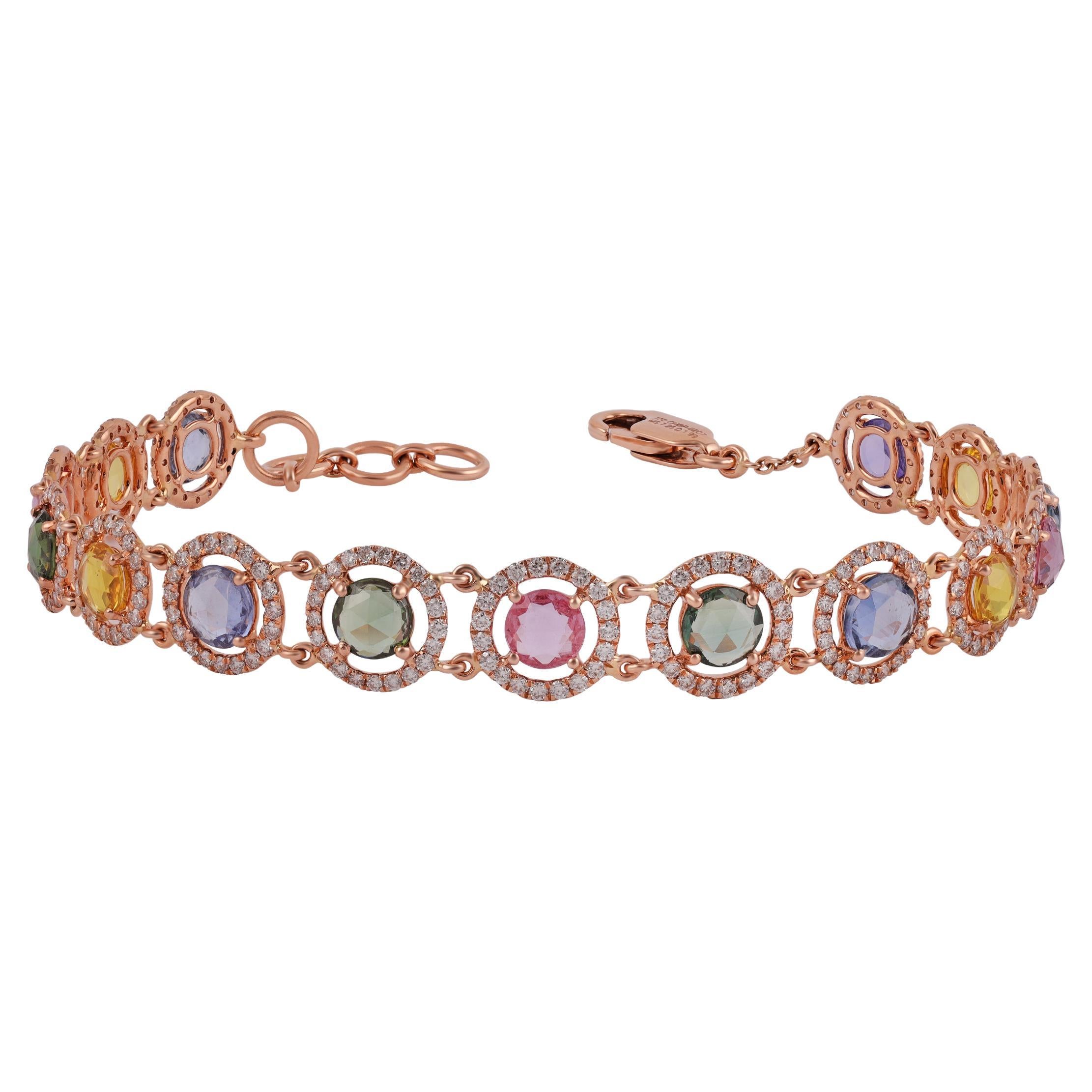 Bracelet grappe de saphirs multicolores et de diamants de 7,25 carats