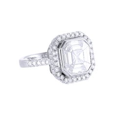 18 Karat White Gold Asscher Illusion Diamond Engagement Ring