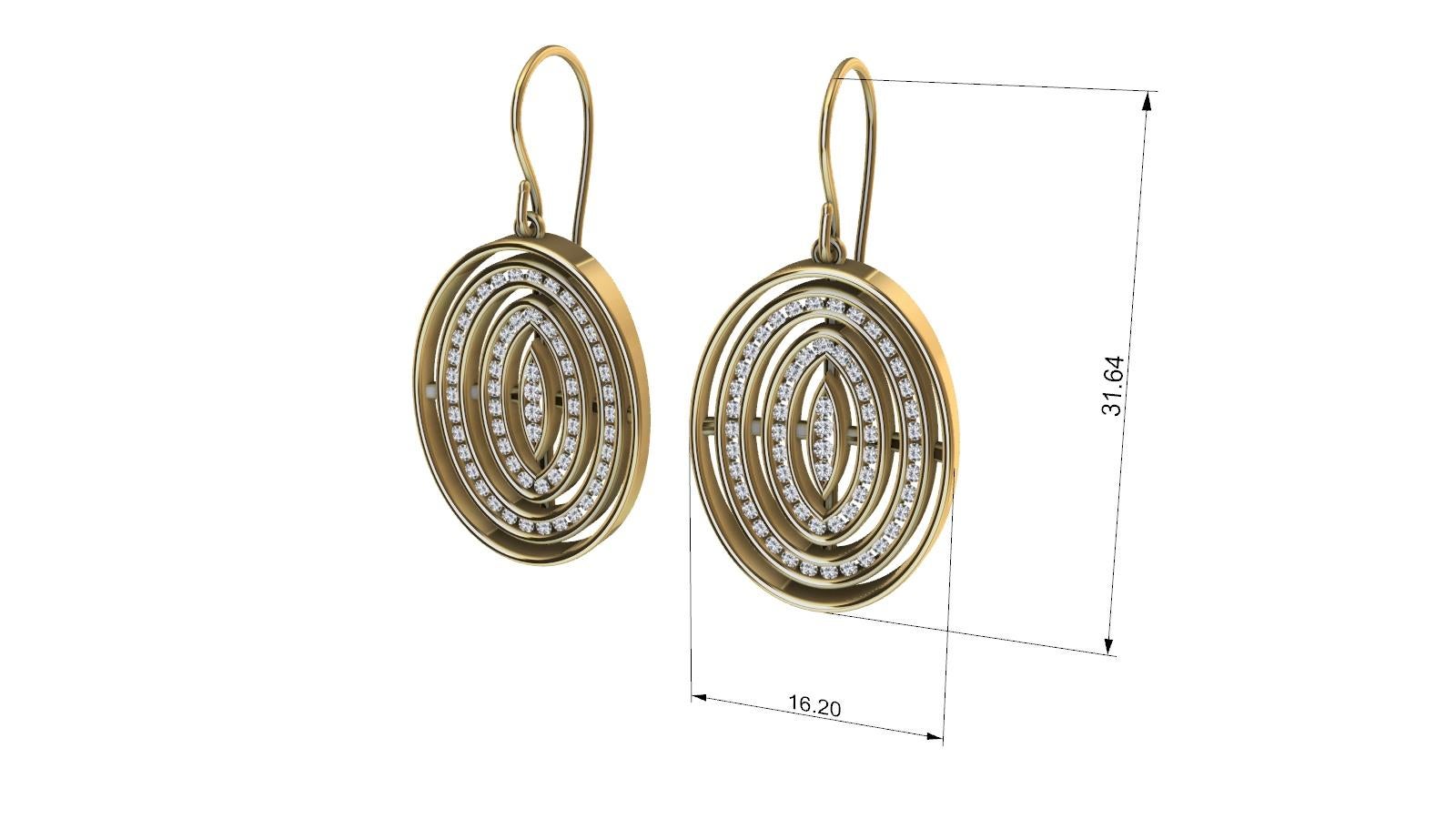 18 Karat Yellow Gold Concave Diamonds Oval Earrings In New Condition For Sale In New York, NY
