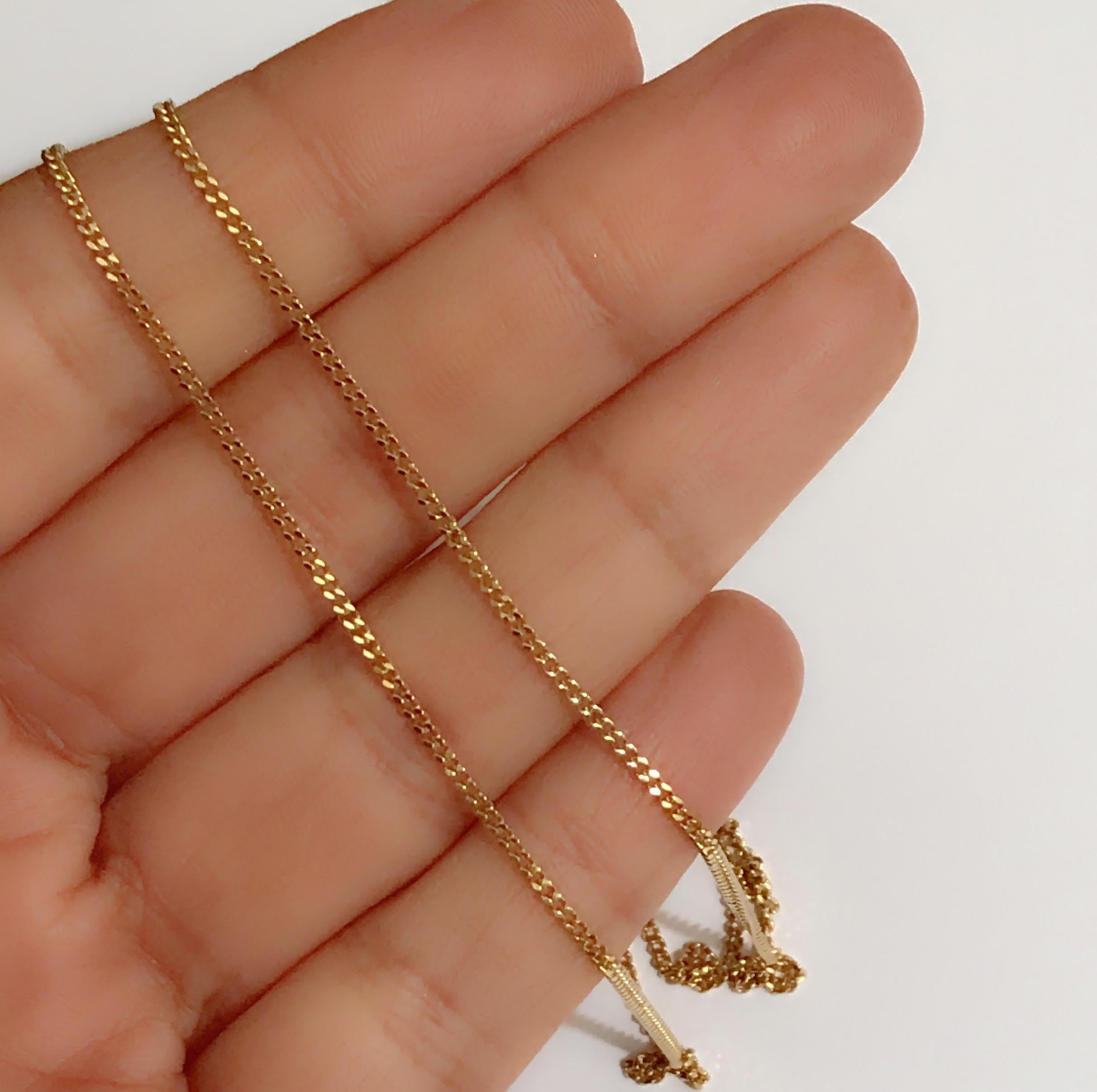 18 Karat Solid Yellow Gold Curb Chain Necklace (Zeitgenössisch)