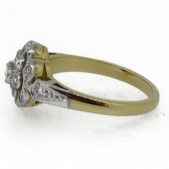 18 Karat Yellow and White Gold Diamond Art Deco Style Cluster Ring