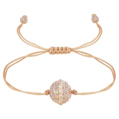 18karat YG, big diamond encrusted orb string bracelet