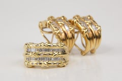 18KGold Double Row Diamond Ring and J-Hoop Earrings Set