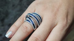 18kgold w/ Diamonds & Sapphires Cocktail Valentine Ring Inspired by De Grisogono