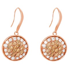 18KR Champagne and White Diamond Dangling Earrings