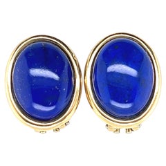 18kt 12.13 Carat Lapis Lazuli Clip On Earrings