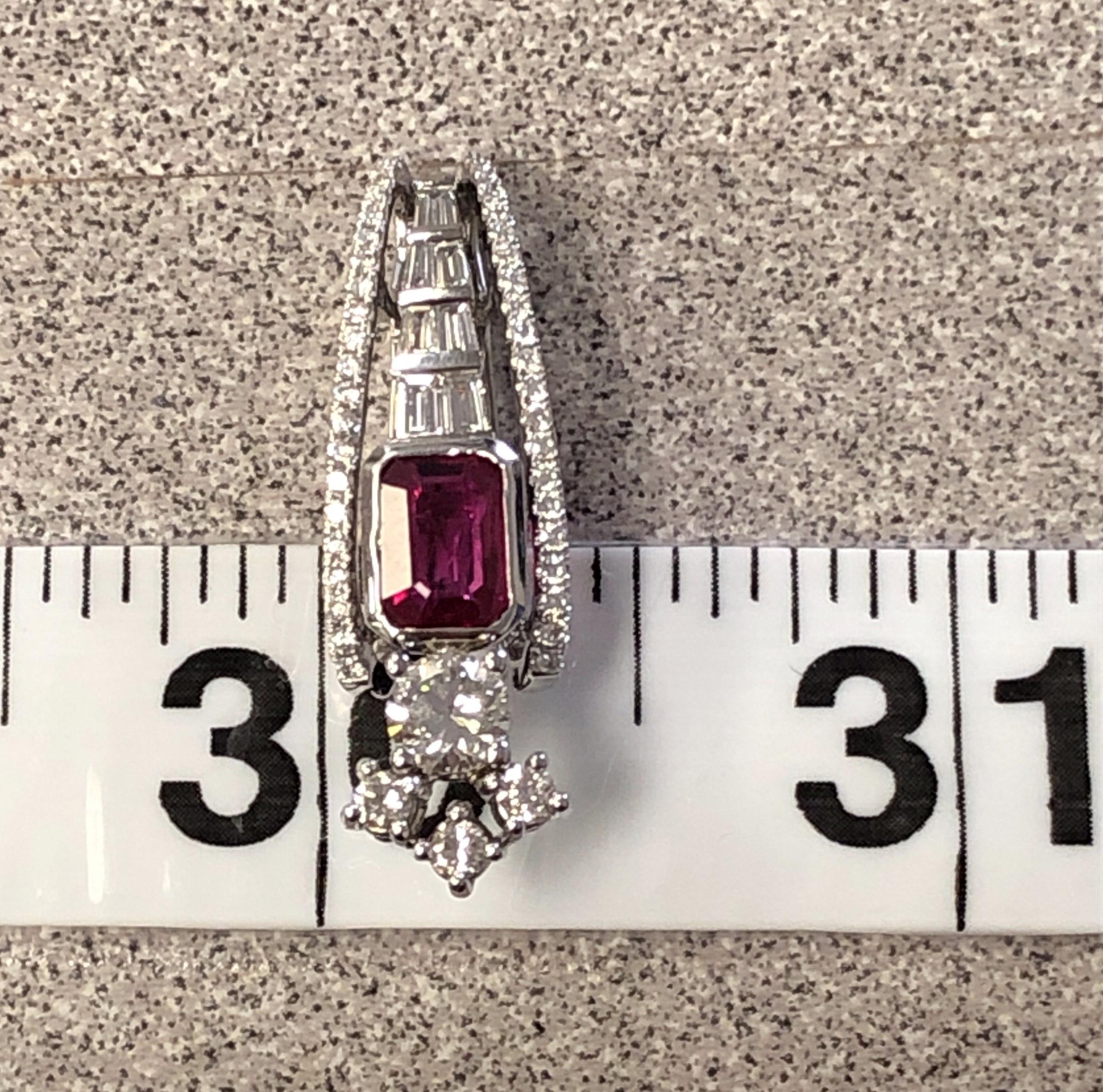 18kt 1.72ct Natural Ruby and 1.95ct Diamond Slide Pendant 2