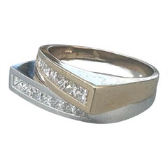 Anello 18Kt 2-Row Princess 2.00ct Diamond Band 2-Tone 14Kt