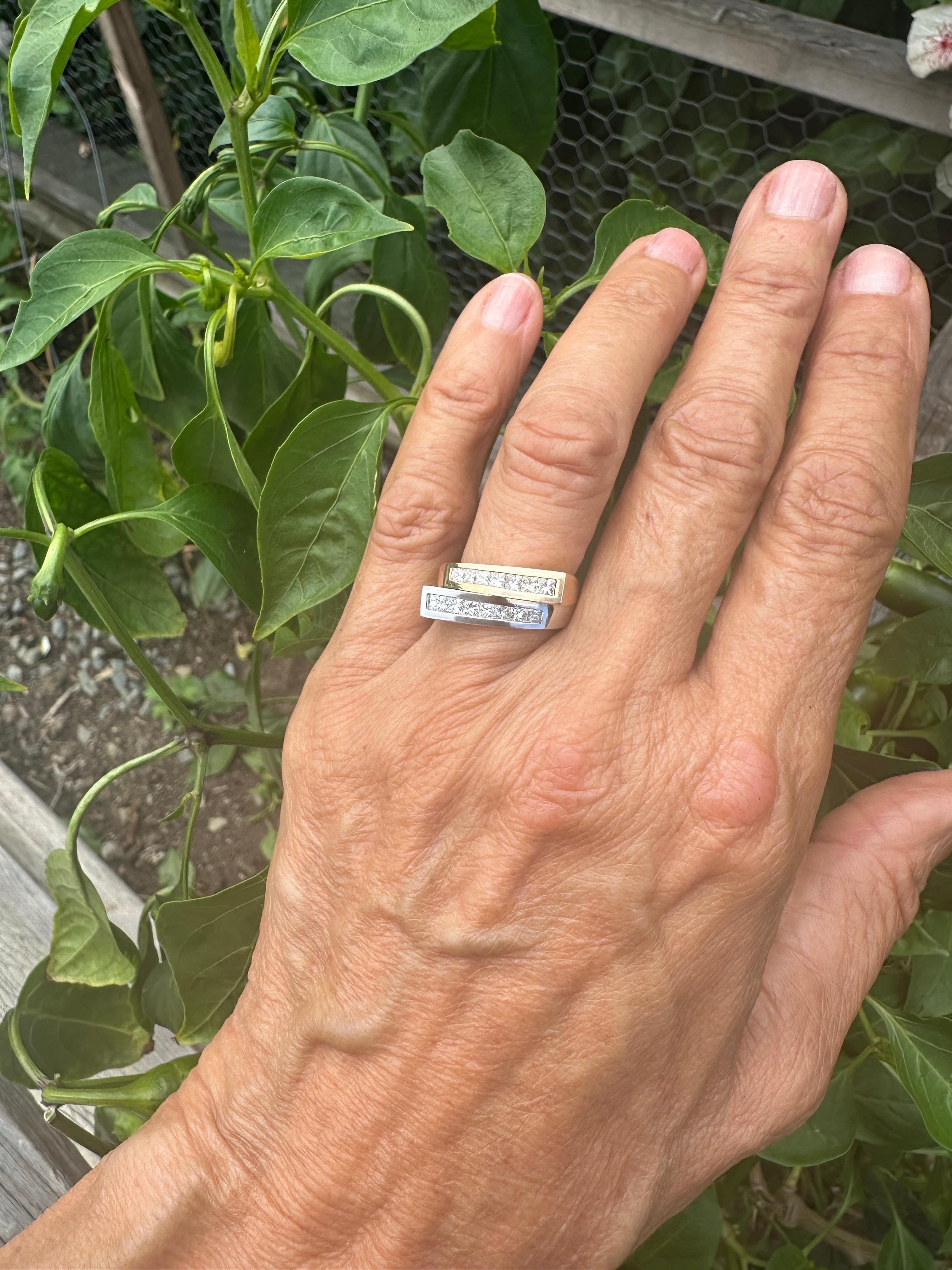 18Kt 2-Row Princess 2.00ct Diamond Band 2-Tone 14Kt Ring en vente 2