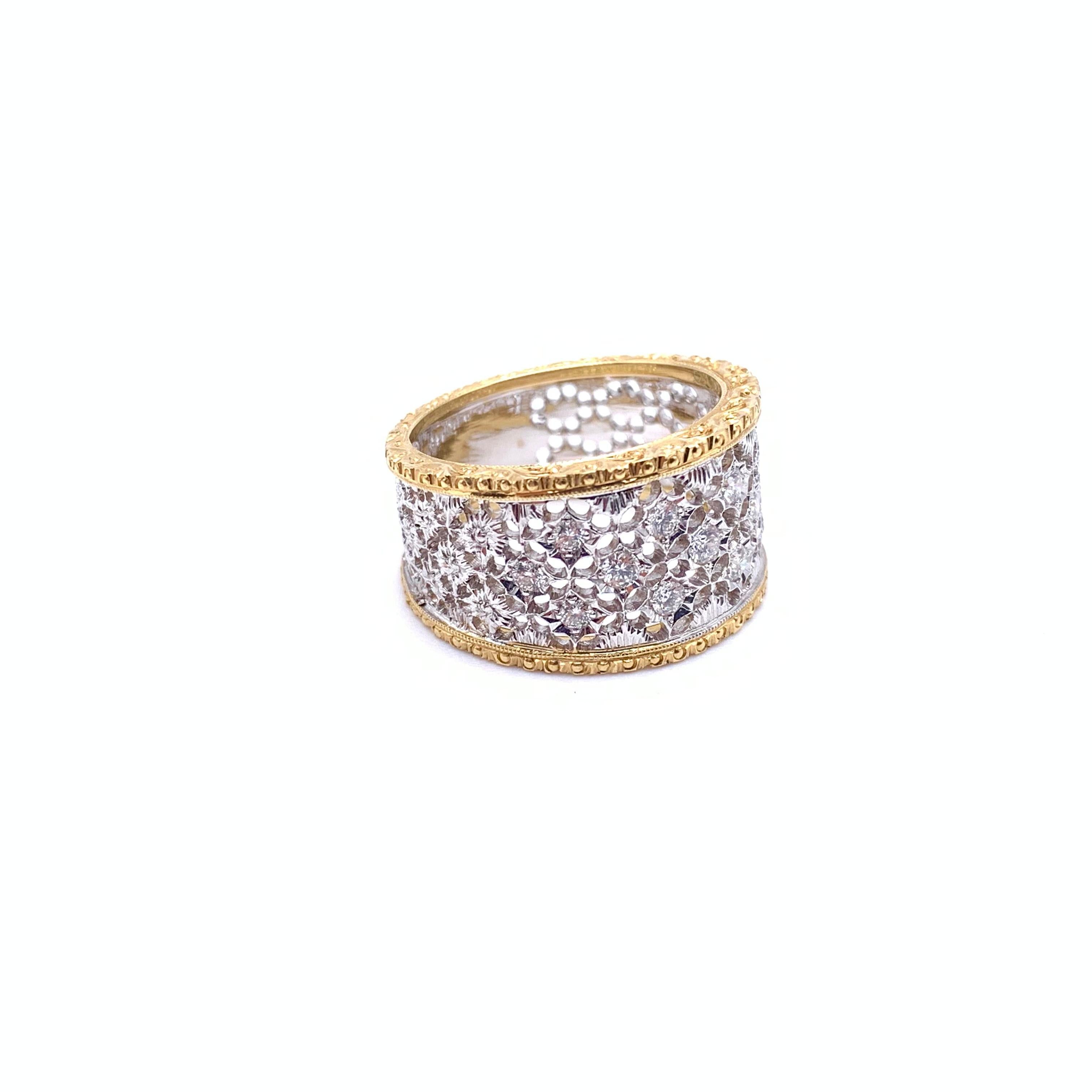 18KT .48 CT Florentine gravierte Diamant-Gitterband (Regency)
