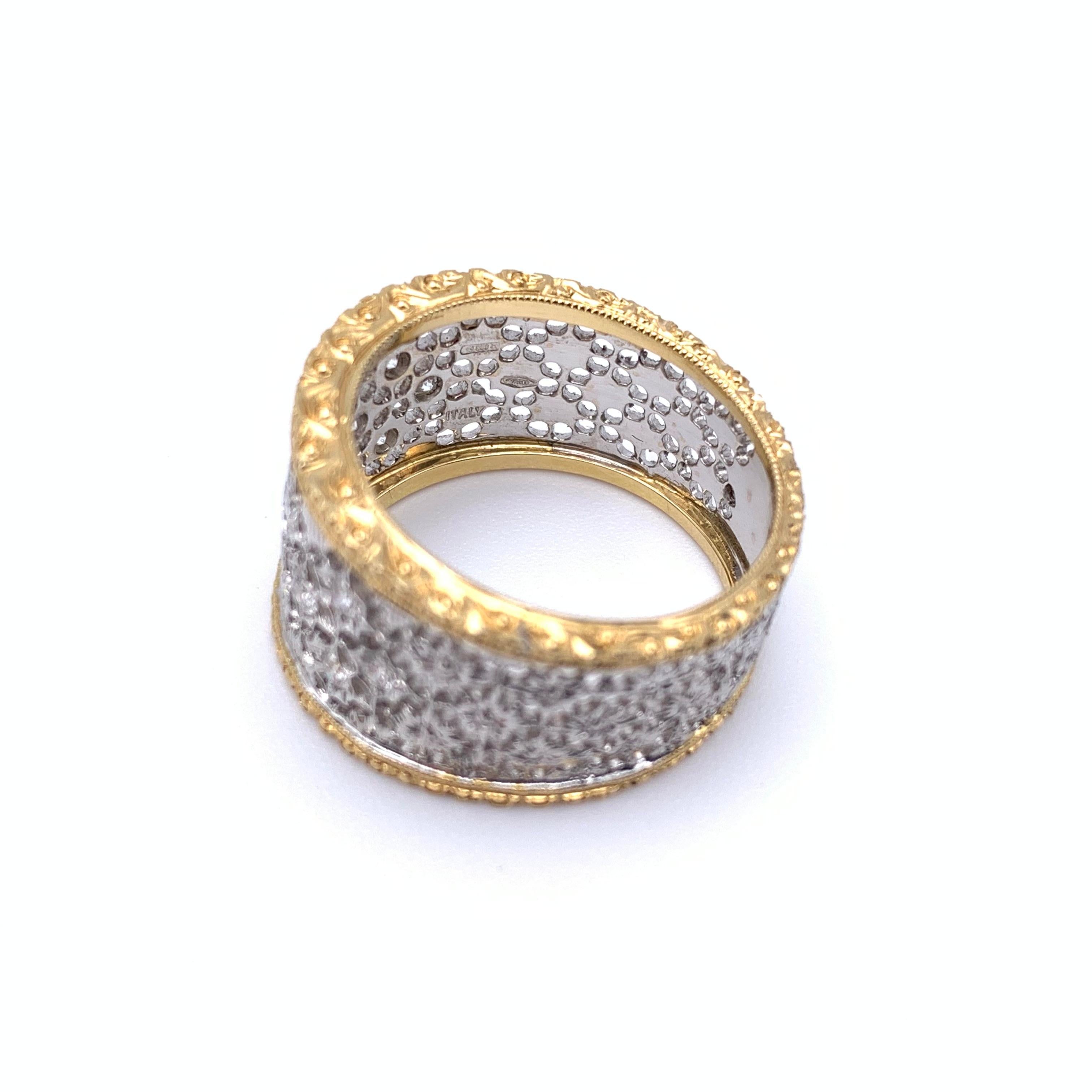 18KT .48 CT Florentine gravierte Diamant-Gitterband Damen