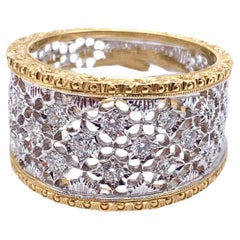 18KT .48 CT Florentine Engraved Diamond Lattice Band